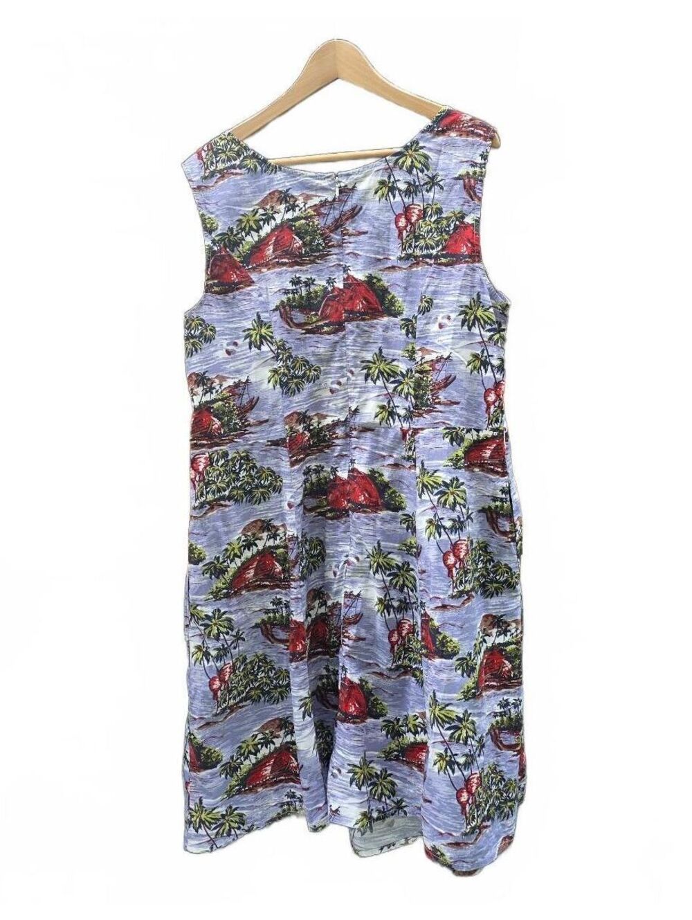 eShakti Cotton Island Print Empire Waist Cutout Neckline Dress Pockets  XXL - Picture 5 of 15